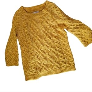 Ann Taylor LOFT Mustard Yellow Cable Knit Sweater Size Small